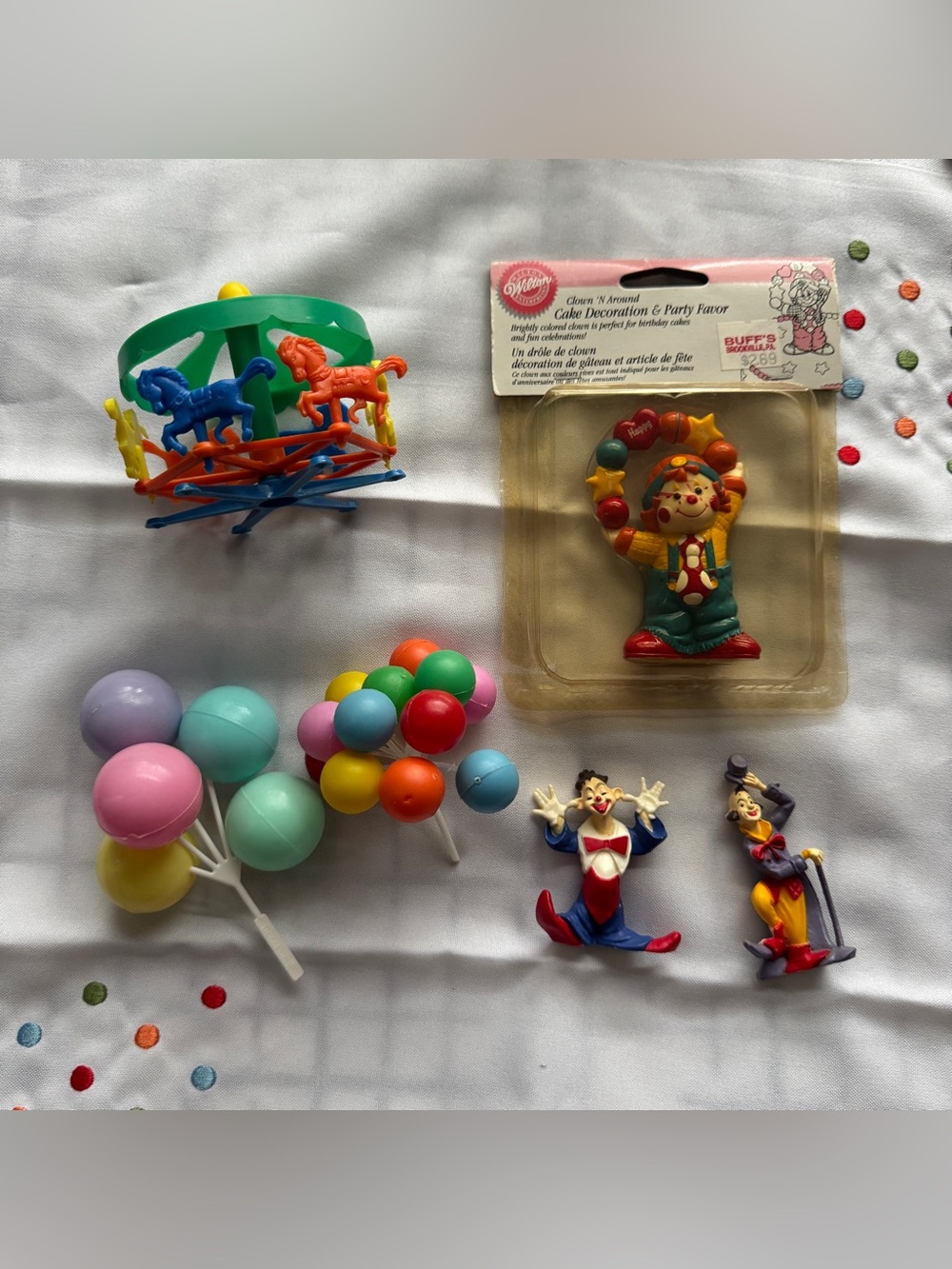 Vintage Wilton Circus Cake Toppers Lot Clowns Carousel Balloon Picks Retro